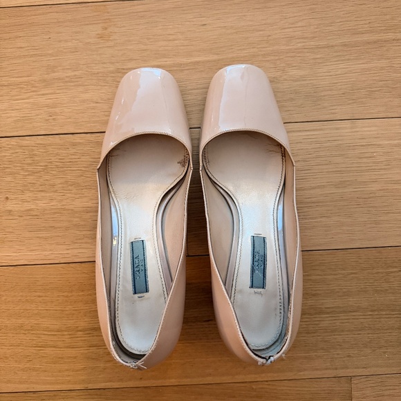 Prada - Square-Toed Beige Block Heel - Size 38 - Picture 2 of 11